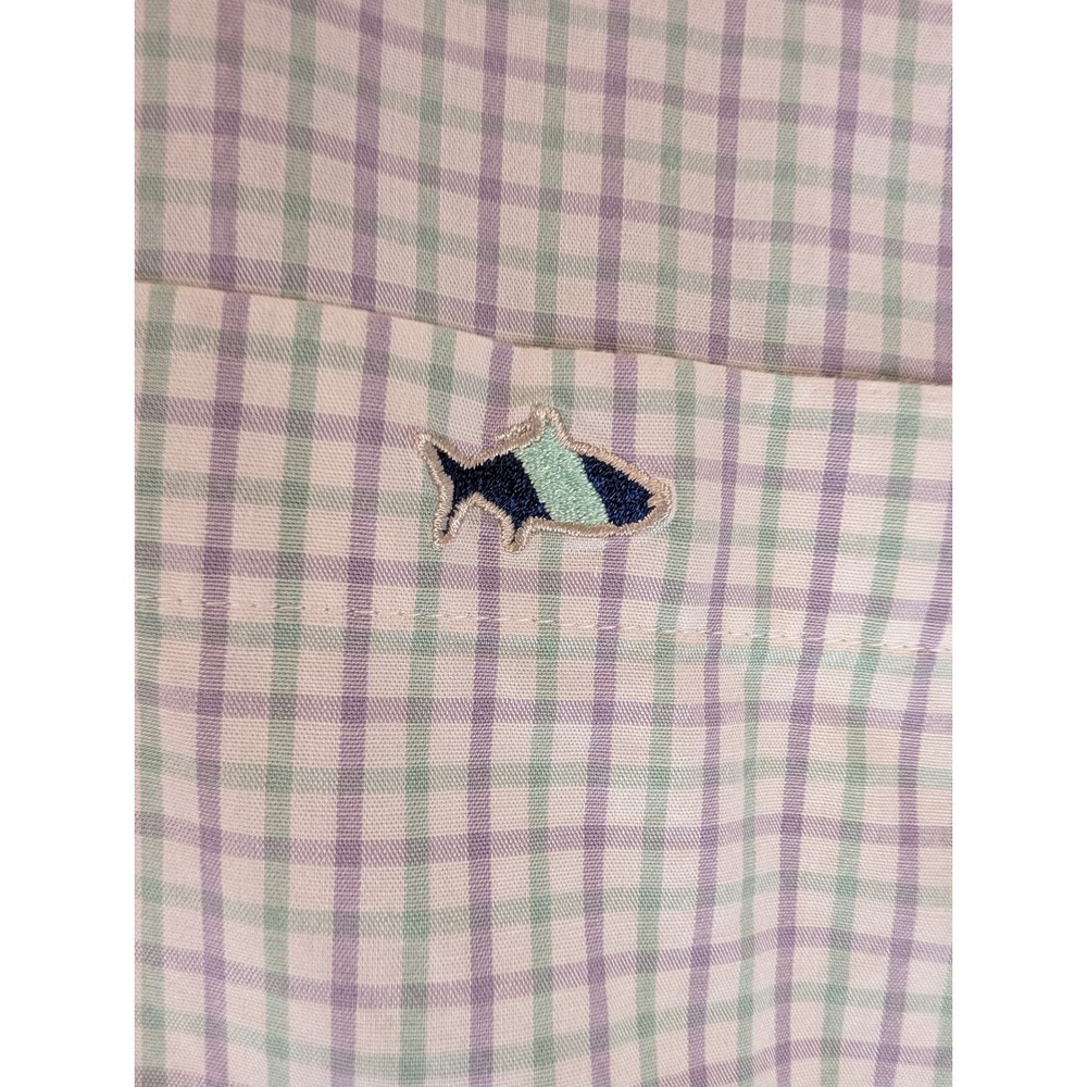 Fish Hippie Solace Collection Mens XL Purple Green Plaid Button Down Shirt